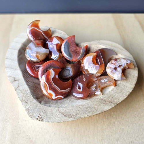 Druzy Carnelian Moons | Crimson Crescent