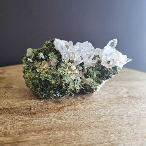 Epidote & Clear Quartz | Cluster 588gms