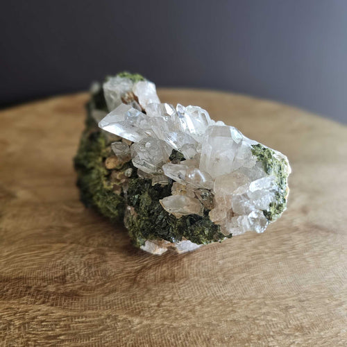 Epidote & Clear Quartz | Cluster 588gms