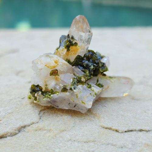 Epidote & Clear Quartz | Specimen