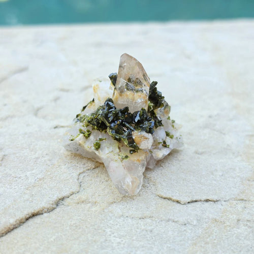 Epidote & Clear Quartz | Specimen