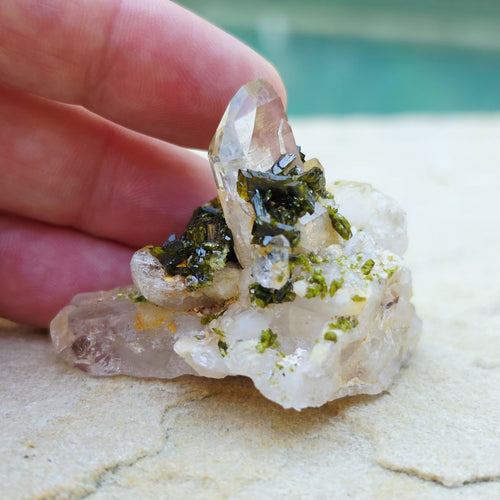 Epidote & Clear Quartz | Specimen