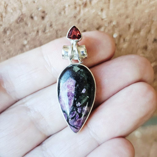 Eudialyte & Faceted Garnet Pendant | Hearts Harmony