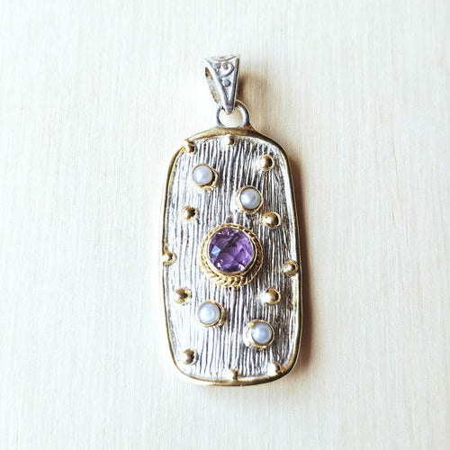 Faceted Amethyst & Pearl Pendant | Serene Waves Of Tranquility