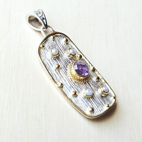Faceted Amethyst & Pearl Pendant | Serene Waves Of Tranquility