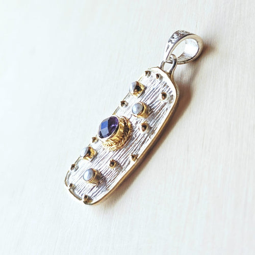 Faceted Amethyst & Pearl Pendant | Serene Waves Of Tranquility