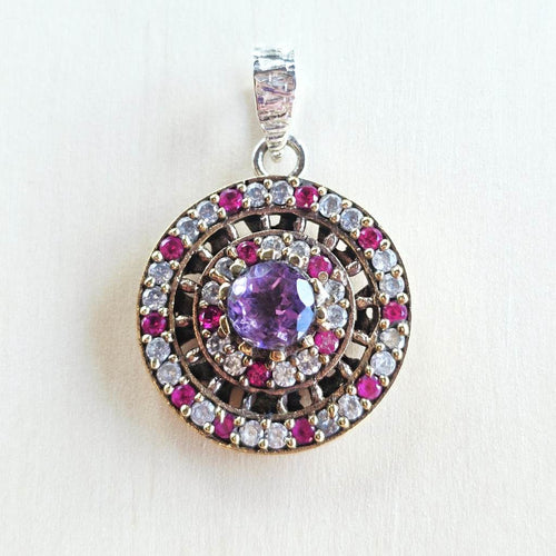 Faceted Amethyst, Ruby & Zircon Pendant | Turkish Delight
