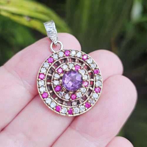Faceted Amethyst, Ruby & Zircon Pendant | Turkish Delight