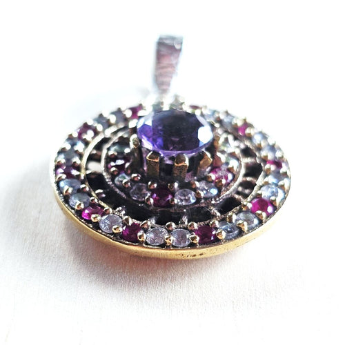 Faceted Amethyst, Ruby & Zircon Pendant | Turkish Delight