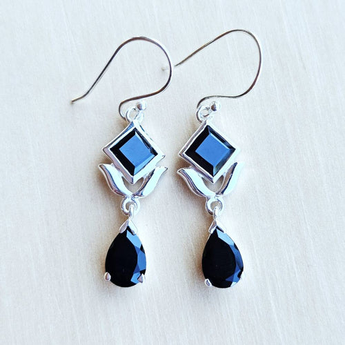 Faceted Black Onyx Earrings| Deep Introspection