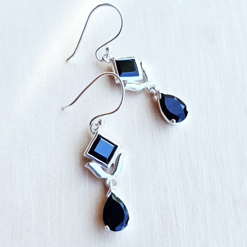 Faceted Black Onyx Earrings| Deep Introspection
