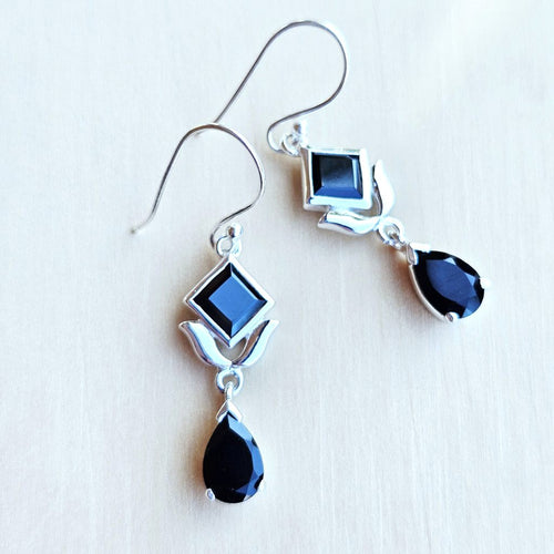 Faceted Black Onyx Earrings| Deep Introspection