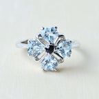 Faceted Blue Topaz & Black Spinel Ring | Four Of Hearts