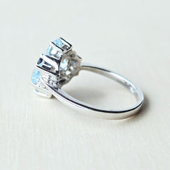Faceted Blue Topaz & Black Spinel Ring | Four Of Hearts