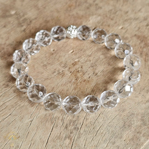Faceted Clear Quartz Bracelet | 10mm Beads