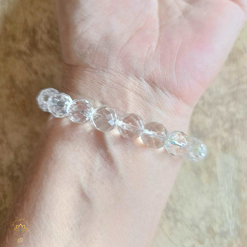 Faceted Clear Quartz Bracelet | 10mm Beads