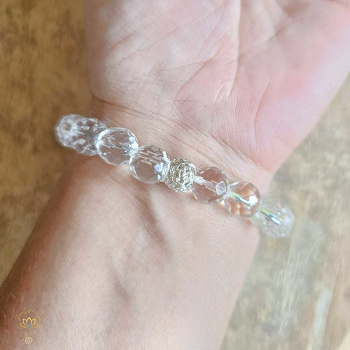 Faceted Clear Quartz Bracelet | 10mm Beads