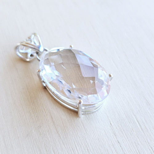 Faceted Clear Quartz Pendant | Light, Locked In
