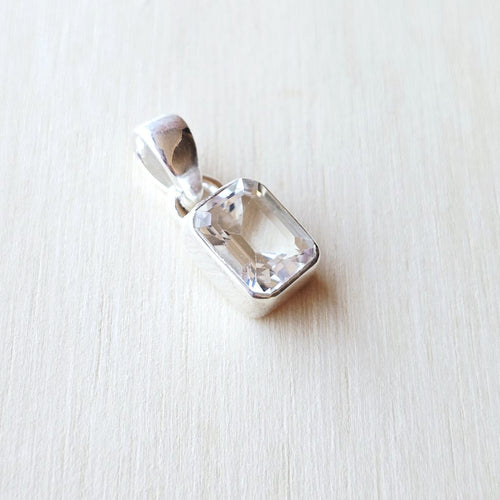 Faceted Clear Topaz Pendant | Celestial Clear