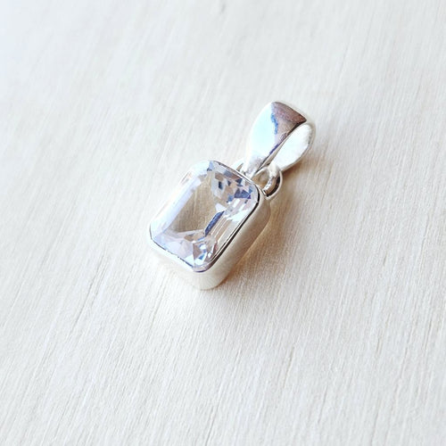 Faceted Clear Topaz Pendant | Celestial Clear
