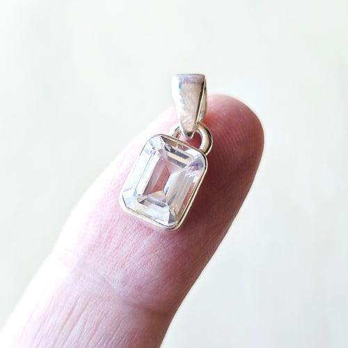 Faceted Clear Topaz Pendant | Celestial Clear