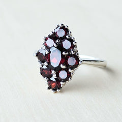 Faceted Garnet Ring | Burgandy Bloom