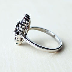Faceted Garnet Ring | Burgandy Bloom