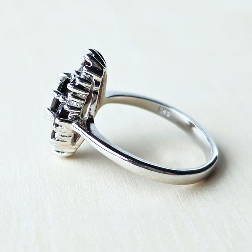 Faceted Garnet Ring | Burgandy Bloom