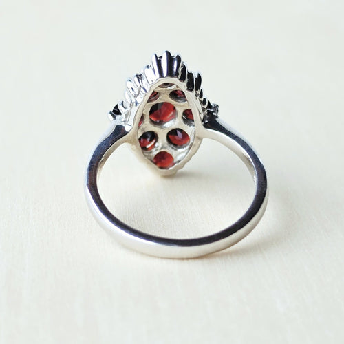 Faceted Garnet Ring | Burgandy Bloom
