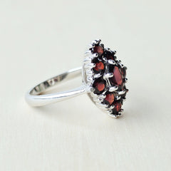 Faceted Garnet Ring | Burgandy Bloom