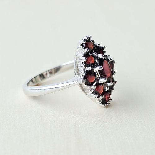 Faceted Garnet Ring | Burgandy Bloom