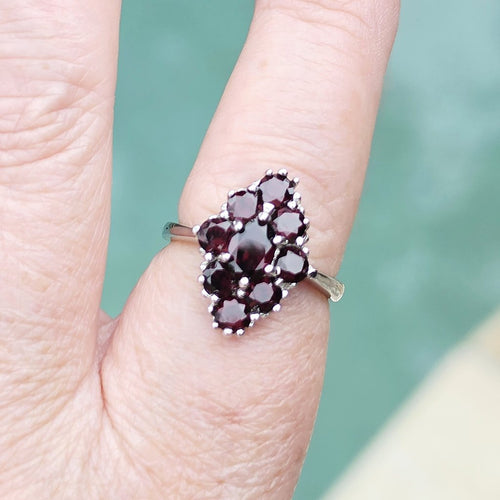 Faceted Garnet Ring | Burgandy Bloom