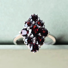 Faceted Garnet Ring | Burgandy Bloom