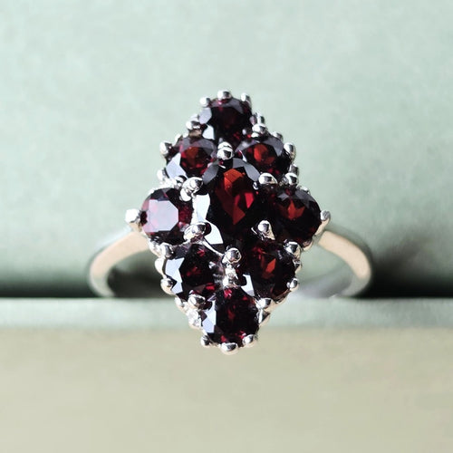 Faceted Garnet Ring | Burgandy Bloom