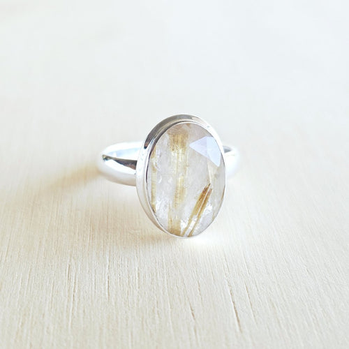 Faceted Golden Rutile Ring | Golden Current