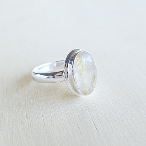 Faceted Golden Rutile Ring | Golden Current