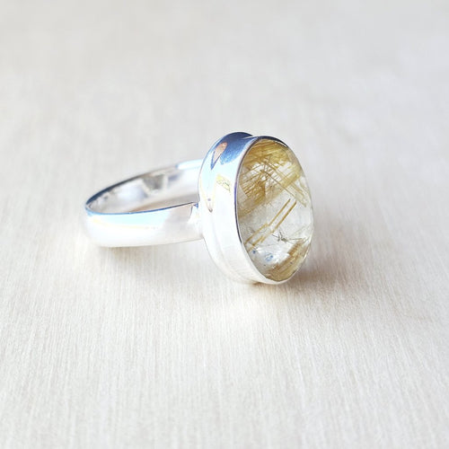 Faceted Golden Rutile Ring | Golden Current