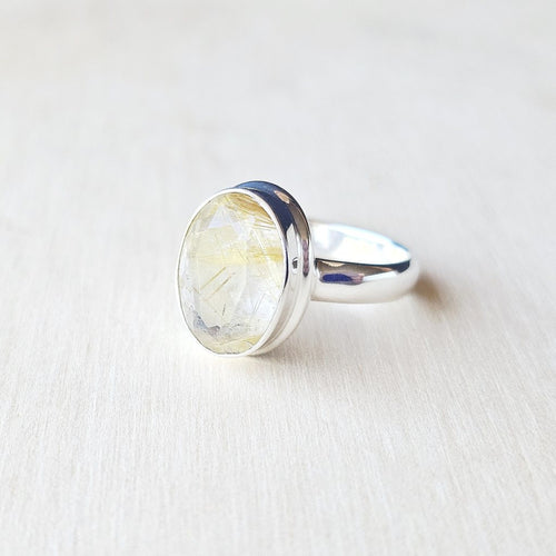 Faceted Golden Rutile Ring | Golden Current