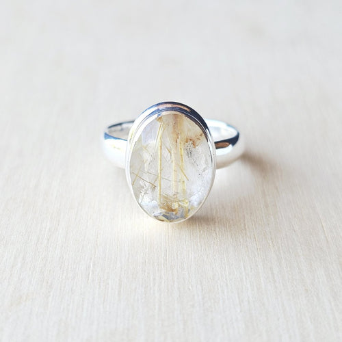 Faceted Golden Rutile Ring | Golden Gateway Of Expansion