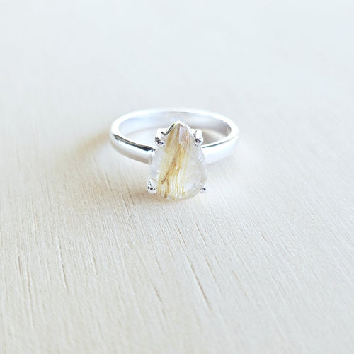 Faceted Golden Rutile Ring | Golden Pulse
