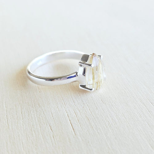 Faceted Golden Rutile Ring | Golden Pulse