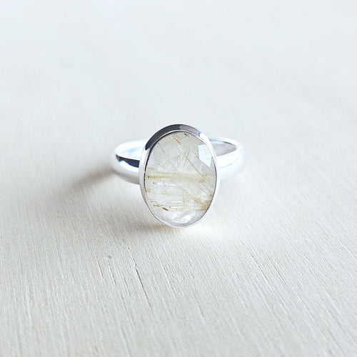 Faceted Golden Rutile Ring | Solar Pathway