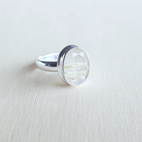 Faceted Golden Rutile Ring | Solar Pathway