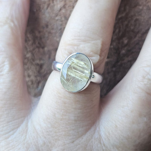 Faceted Golden Rutile Ring | Solar Pathway