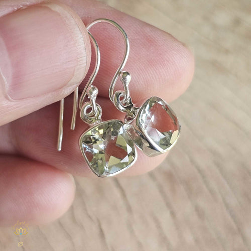 Faceted Green Amethyst (Prasiolite) Earrings | High Heart Bridge