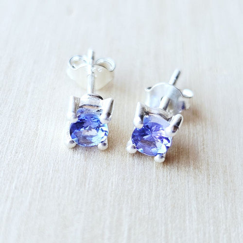 Faceted Tanzanite Studs | Ocean calm