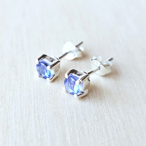 Faceted Tanzanite Studs | Ocean calm