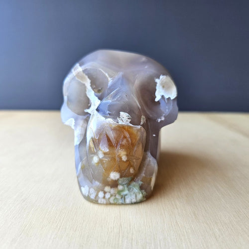 Flower Agate Skull | Petal Fire Skull