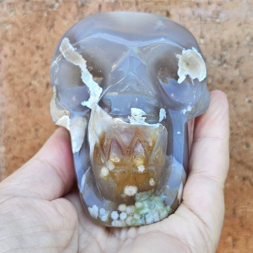 Flower Agate Skull | Petal Fire Skull