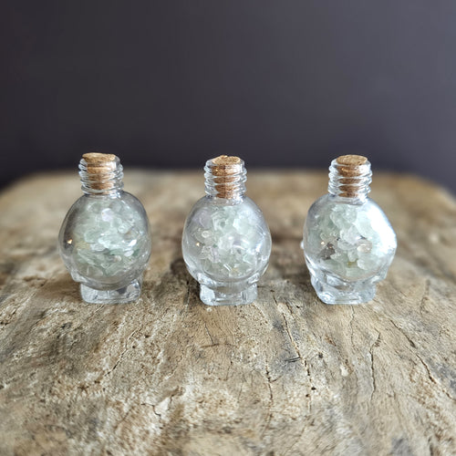 Freaky Fluorite | Crystal Chip Skull Bottles